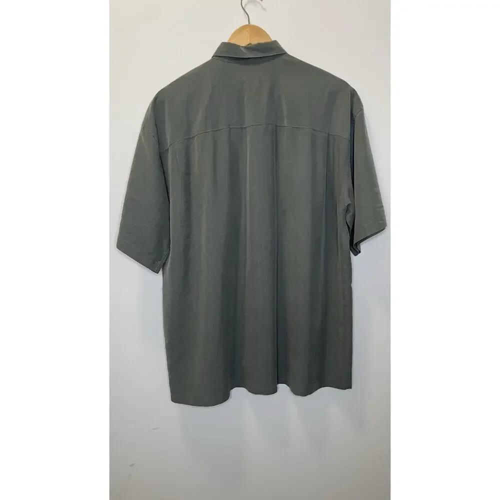 Bamboo Cay Hawaiian Bowling Embroidered Short Sleeve Button Up Shirt Green M - Picture 5 of 12